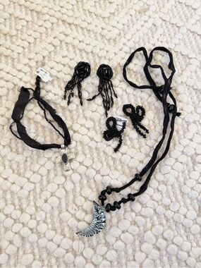 Bundle of Sold Out Free People Jewelry in Black: Earrings and Necklaces